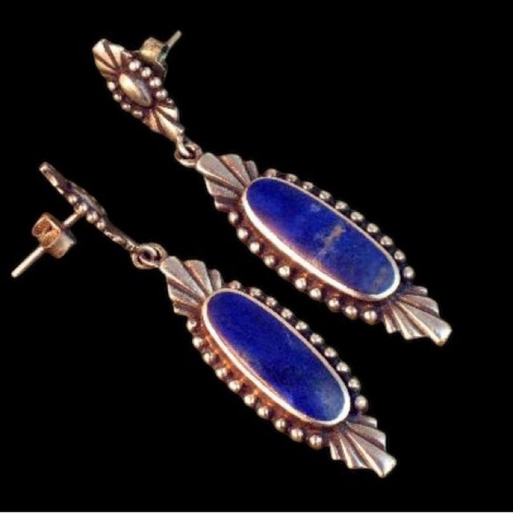 Sterling Silver Sodalite Southwestern Drop Earrings